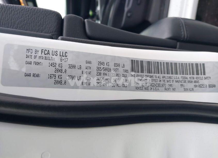 Photo 9 of 2017 Jeep Grand CHEROKEE ALTITUDE 4X4 (VIN 1C4RJFAG2HC951071)