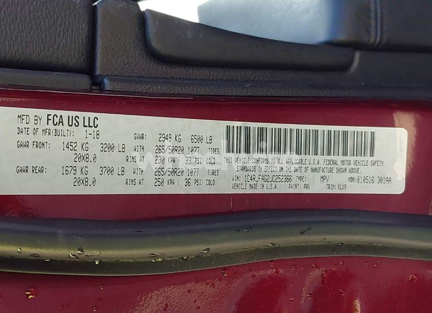 Photo 9 of 2018 Jeep Grand CHEROKEE ALTITUDE 4X4 (VIN 1C4RJFAG2JC252366)