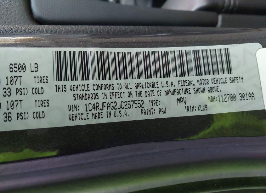 Photo 9 of 2018 Jeep Grand CHEROKEE ALTITUDE 4X4 (VIN 1C4RJFAG2JC257552)