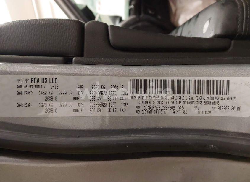 Photo 9 of 2018 Jeep Grand CHEROKEE ALTITUDE 4X4 (VIN 1C4RJFAG2JC297209)