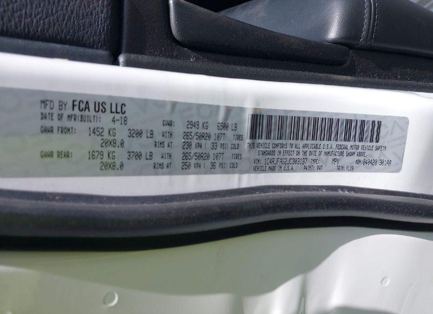 Photo 9 of 2018 Jeep Grand CHEROKEE ALTITUDE 4X4 (VIN 1C4RJFAG2JC303137)