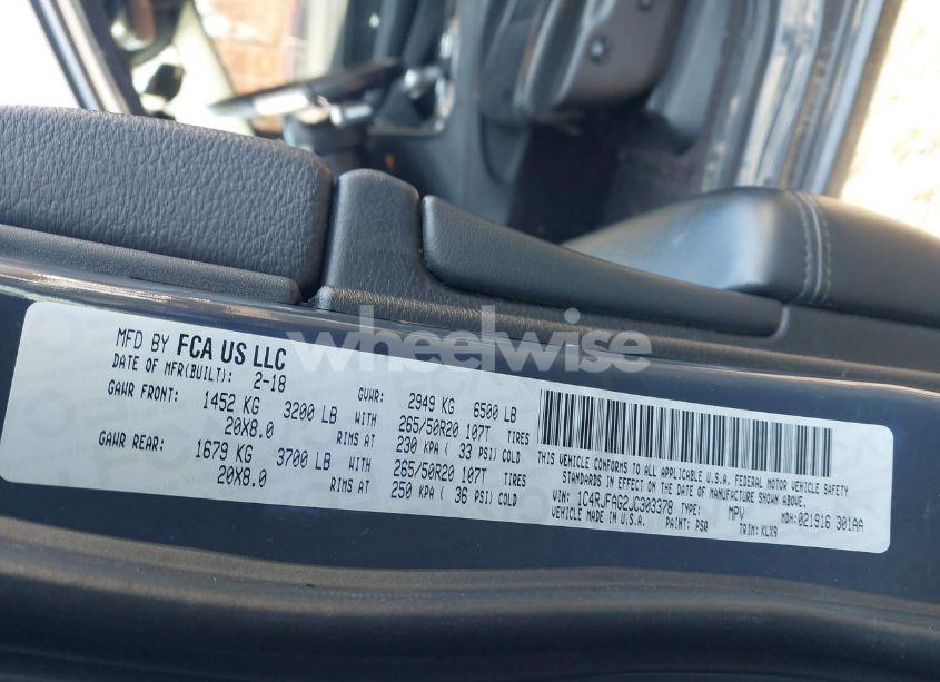 Photo 9 of 2018 Jeep Grand CHEROKEE ALTITUDE 4X4 (VIN 1C4RJFAG2JC303378)