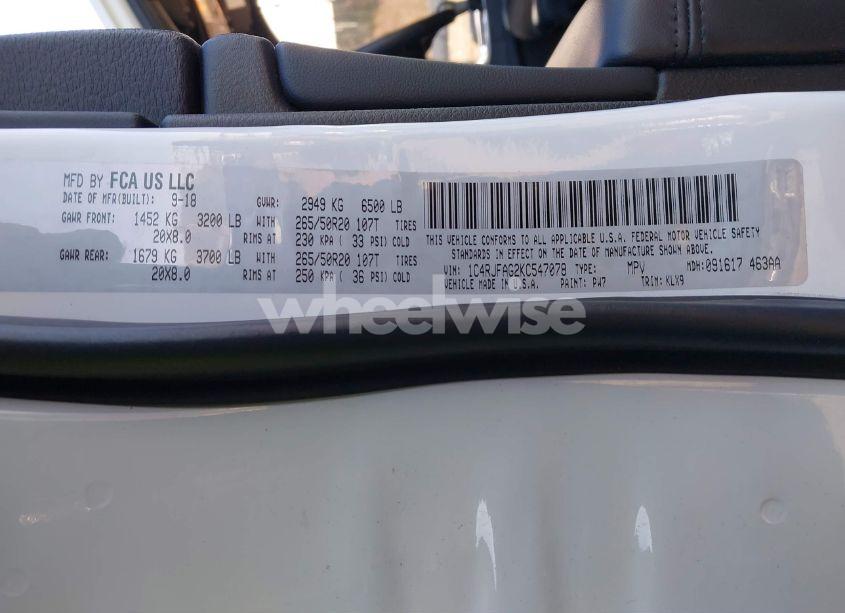 Photo 9 of 2019 Jeep Grand CHEROKEE ALTITUDE 4X4 (VIN 1C4RJFAG2KC547078)