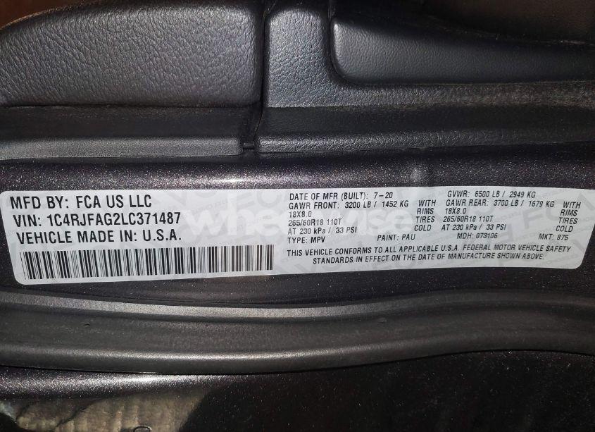 Photo 9 of 2020 Jeep Grand CHEROKEE NORTH EDITION 4X4 (VIN 1C4RJFAG2LC371487)