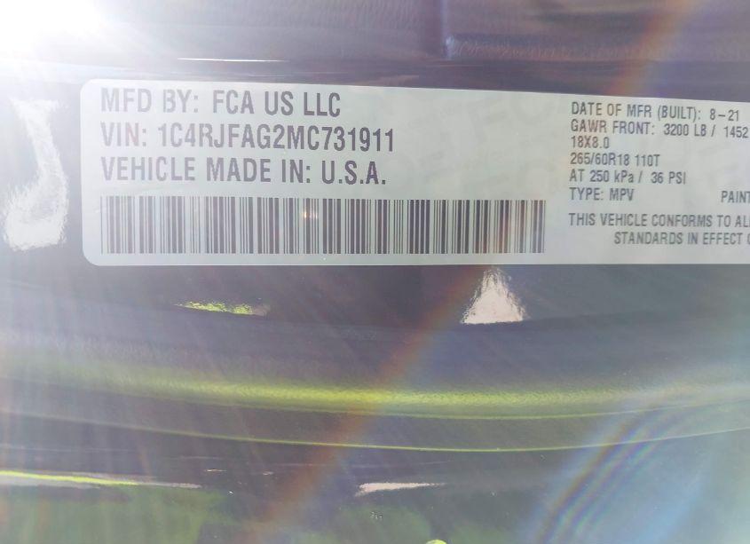 Photo 9 of 2021 Jeep Grand CHEROKEE LAREDO E 4X4 (VIN 1C4RJFAG2MC731911)