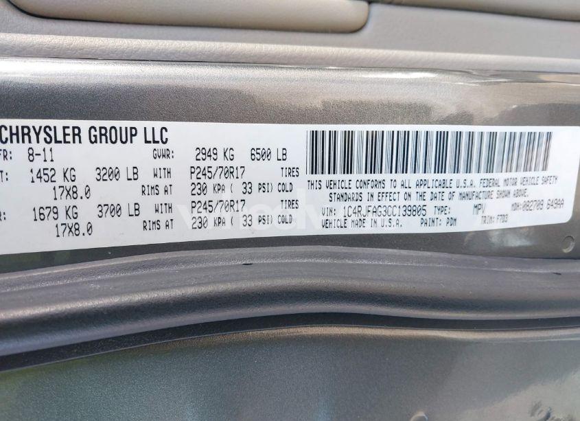 Photo 9 of 2012 Jeep Grand CHEROKEE LAREDO (VIN 1C4RJFAG3CC139805)