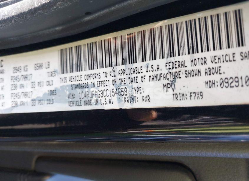 Photo 9 of 2012 Jeep Grand CHEROKEE LAREDO (VIN 1C4RJFAG3CC154658)