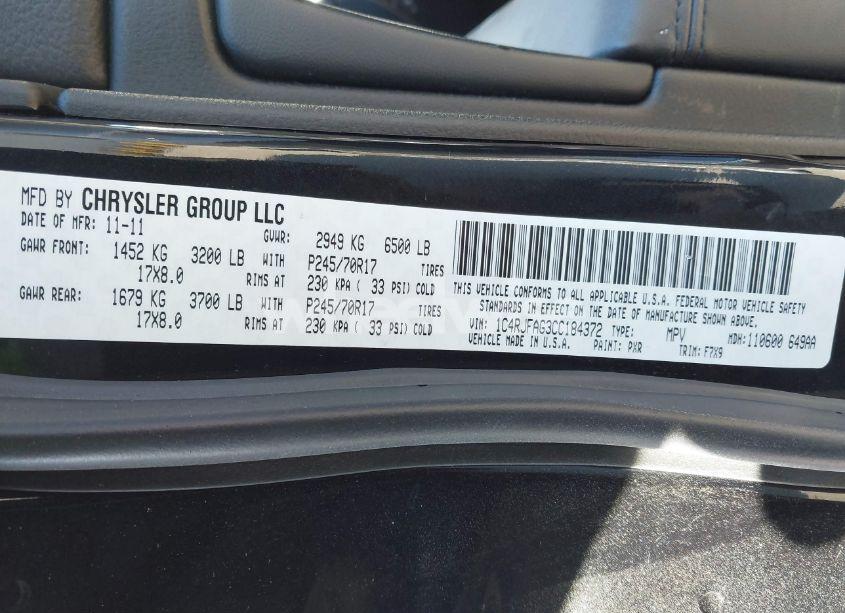 Photo 9 of 2012 Jeep Grand CHEROKEE LAREDO (VIN 1C4RJFAG3CC184372)