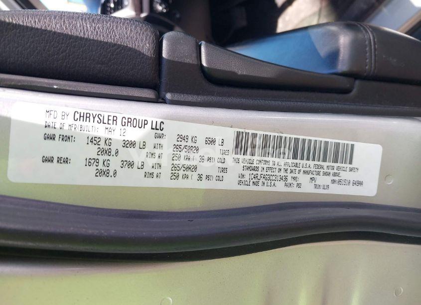 Photo 9 of 2012 Jeep Grand CHEROKEE LAREDO (VIN 1C4RJFAG3CC313436)