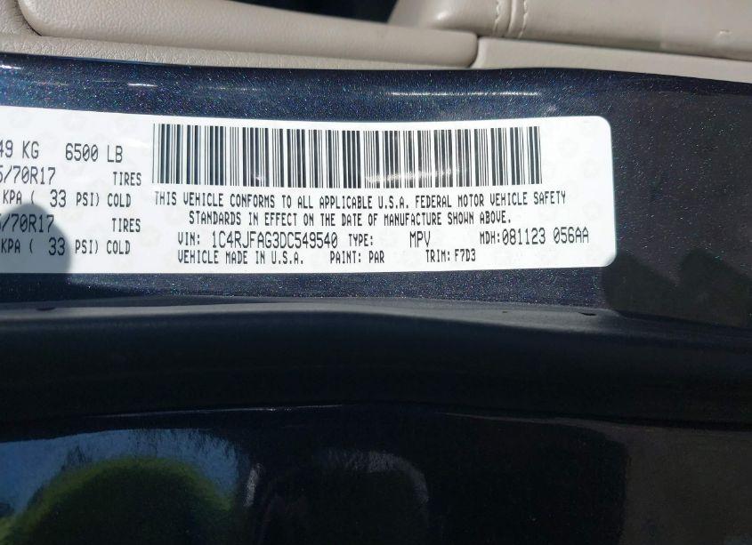 Photo 9 of 2013 Jeep Grand CHEROKEE LAREDO (VIN 1C4RJFAG3DC549540)