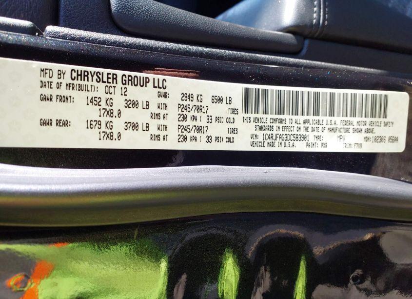 Photo 9 of 2013 Jeep Grand CHEROKEE LAREDO (VIN 1C4RJFAG3DC583901)