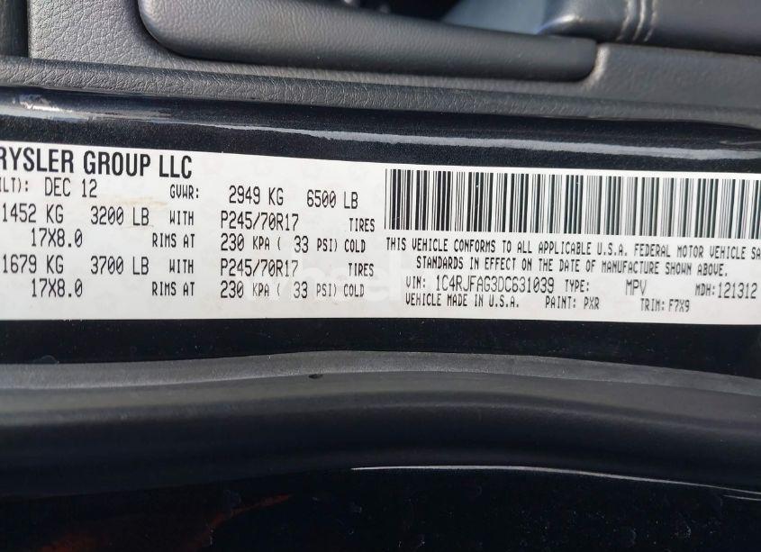 Photo 9 of 2013 Jeep Grand CHEROKEE LAREDO (VIN 1C4RJFAG3DC631039)