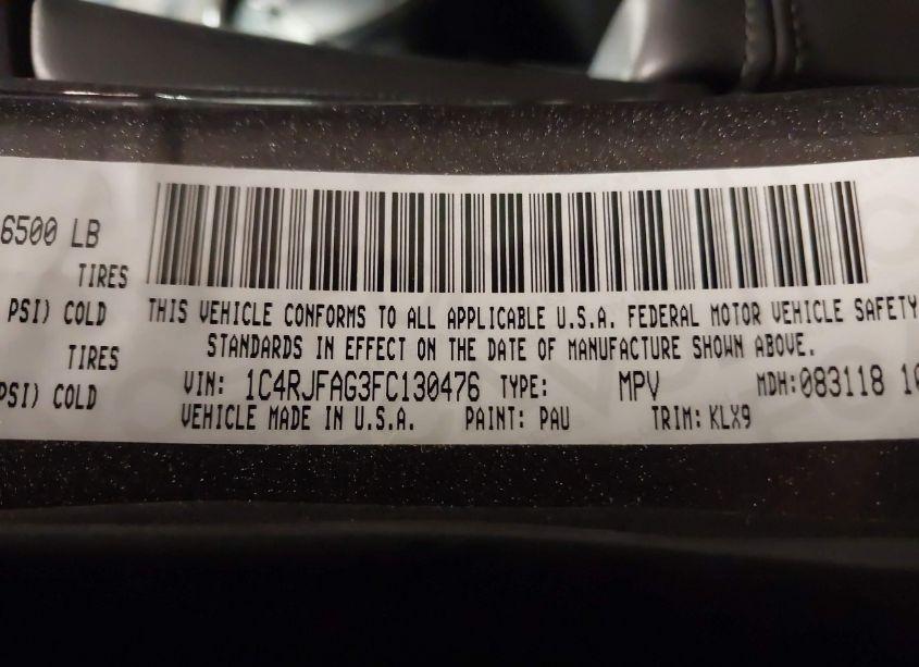 Photo 9 of 2015 Jeep Grand CHEROKEE ALTITUDE (VIN 1C4RJFAG3FC130476)