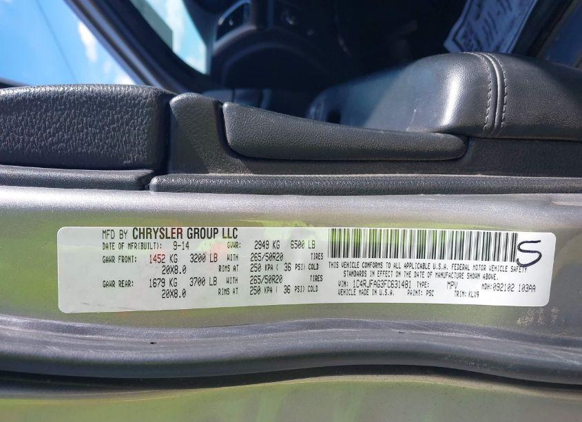 Photo 9 of 2015 Jeep Grand CHEROKEE ALTITUDE (VIN 1C4RJFAG3FC631481)