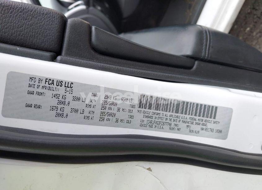 Photo 9 of 2015 Jeep Grand CHEROKEE ALTITUDE (VIN 1C4RJFAG3FC877740)