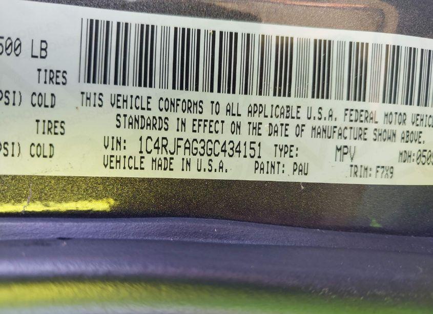 Photo 9 of 2016 Jeep Grand CHEROKEE LAREDO (VIN 1C4RJFAG3GC434151)