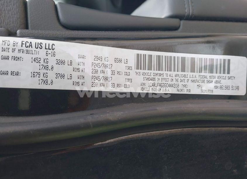 Photo 9 of 2016 Jeep Grand CHEROKEE LAREDO (VIN 1C4RJFAG3GC444310)