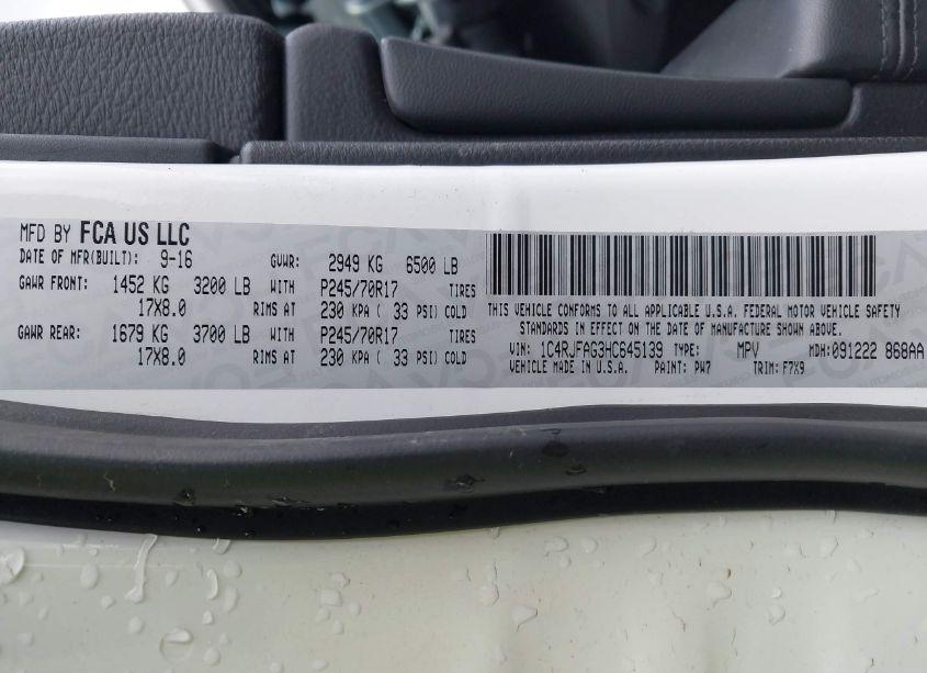 Photo 9 of 2017 Jeep Grand CHEROKEE LAREDO 4X4 (VIN 1C4RJFAG3HC645139)