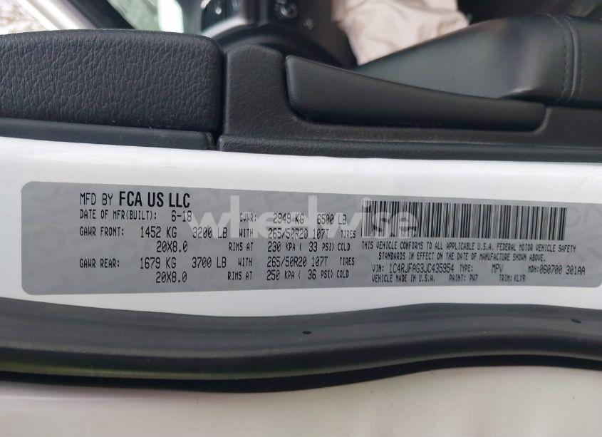 Photo 9 of 2018 Jeep Grand CHEROKEE ALTITUDE 4X4 (VIN 1C4RJFAG3JC435954)