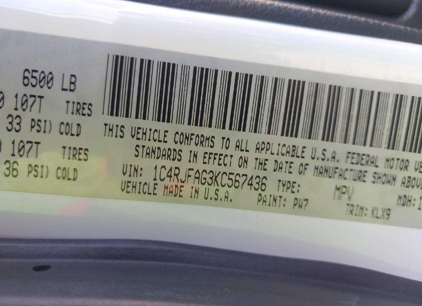 Photo 9 of 2019 Jeep Grand CHEROKEE ALTITUDE 4X4 (VIN 1C4RJFAG3KC567436)