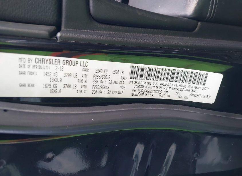 Photo 9 of 2012 Jeep Grand CHEROKEE LAREDO (VIN 1C4RJFAG4CC267485)