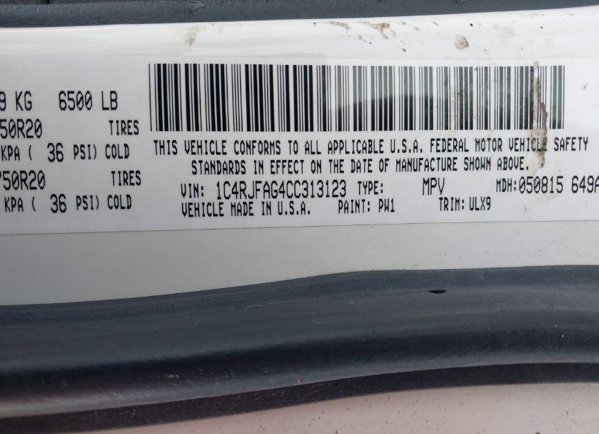 Photo 9 of 2012 Jeep Grand CHEROKEE LAREDO (VIN 1C4RJFAG4CC313123)