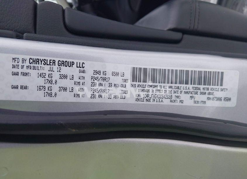 Photo 9 of 2013 Jeep Grand CHEROKEE LAREDO (VIN 1C4RJFAG4DC542659)