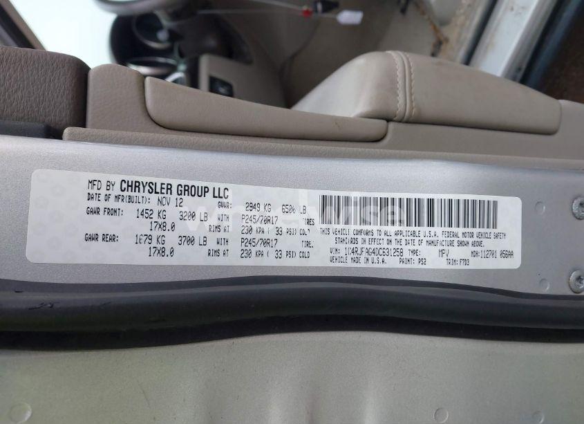 Photo 9 of 2013 Jeep Grand CHEROKEE LAREDO (VIN 1C4RJFAG4DC631258)