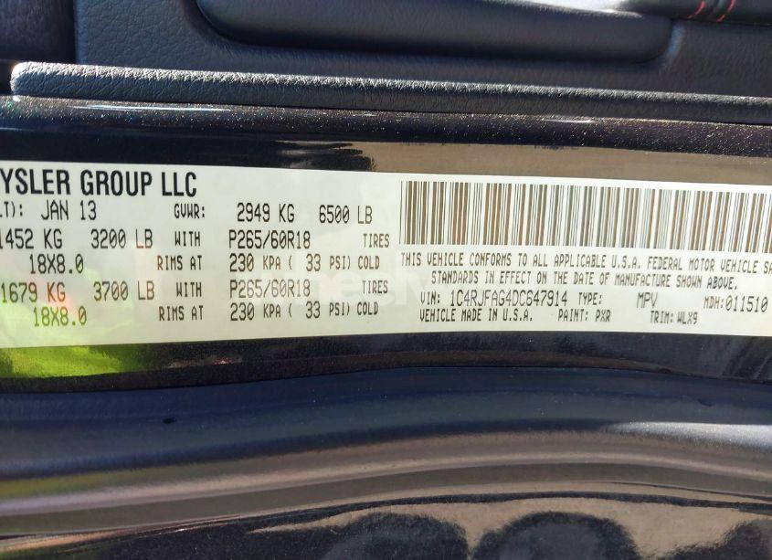 Photo 9 of 2013 Jeep Grand CHEROKEE LAREDO TRAILHAWK (VIN 1C4RJFAG4DC647914)