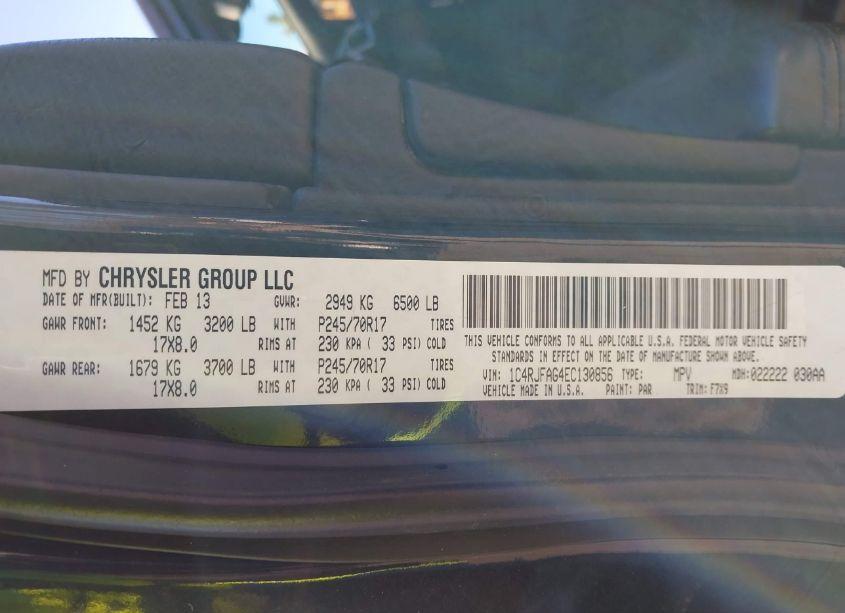 Photo 9 of 2014 Jeep Grand CHEROKEE LAREDO (VIN 1C4RJFAG4EC130856)