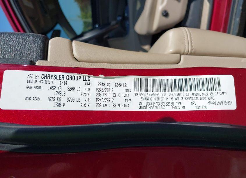 Photo 9 of 2014 Jeep Grand CHEROKEE LAREDO (VIN 1C4RJFAG4EC392196)