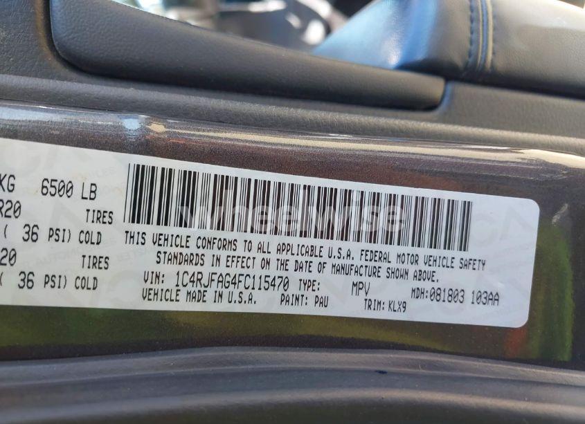 Photo 9 of 2015 Jeep Grand CHEROKEE ALTITUDE (VIN 1C4RJFAG4FC115470)