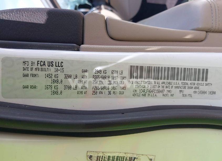 Photo 9 of 2015 Jeep Grand CHEROKEE LAREDO (VIN 1C4RJFAG4FC156407)