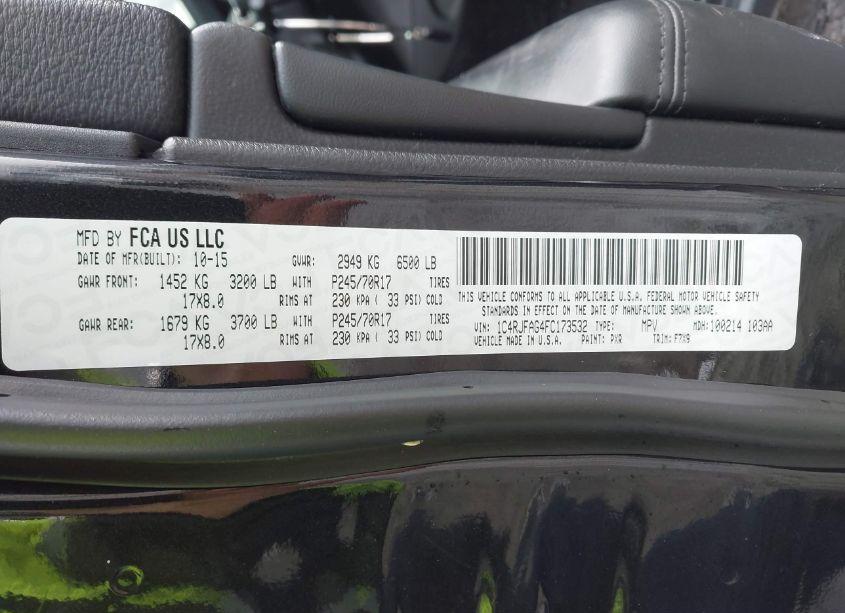 Photo 9 of 2015 Jeep Grand CHEROKEE LAREDO (VIN 1C4RJFAG4FC173532)