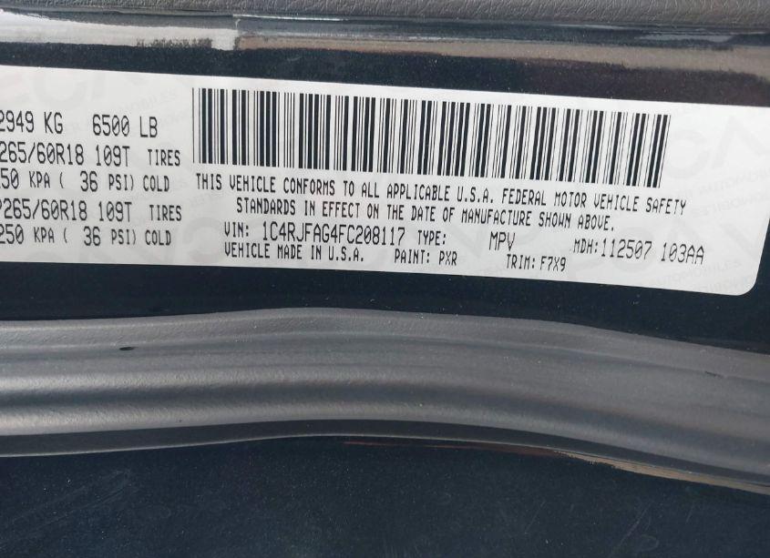 Photo 9 of 2015 Jeep Grand CHEROKEE LAREDO (VIN 1C4RJFAG4FC208117)