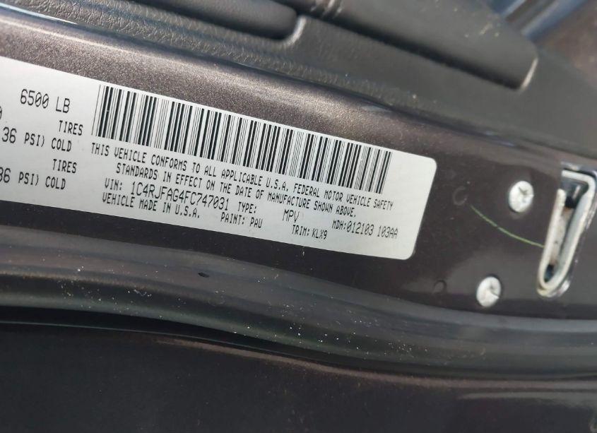 Photo 9 of 2015 Jeep Grand CHEROKEE ALTITUDE (VIN 1C4RJFAG4FC747031)