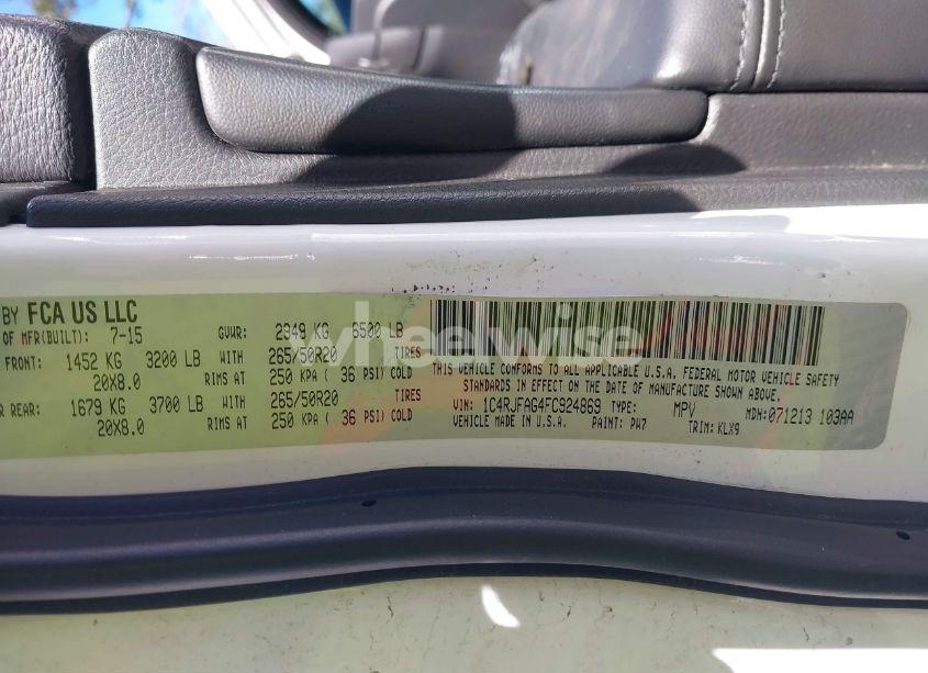 Photo 9 of 2015 Jeep Grand CHEROKEE ALTITUDE (VIN 1C4RJFAG4FC924869)