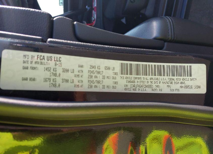 Photo 9 of 2015 Jeep Grand CHEROKEE LAREDO (VIN 1C4RJFAG4FC949951)