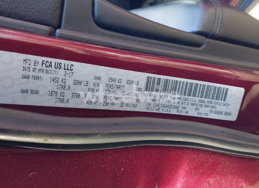 Photo 9 of 2017 Jeep Grand CHEROKEE LAREDO 4X4 (VIN 1C4RJFAG4HC816402)