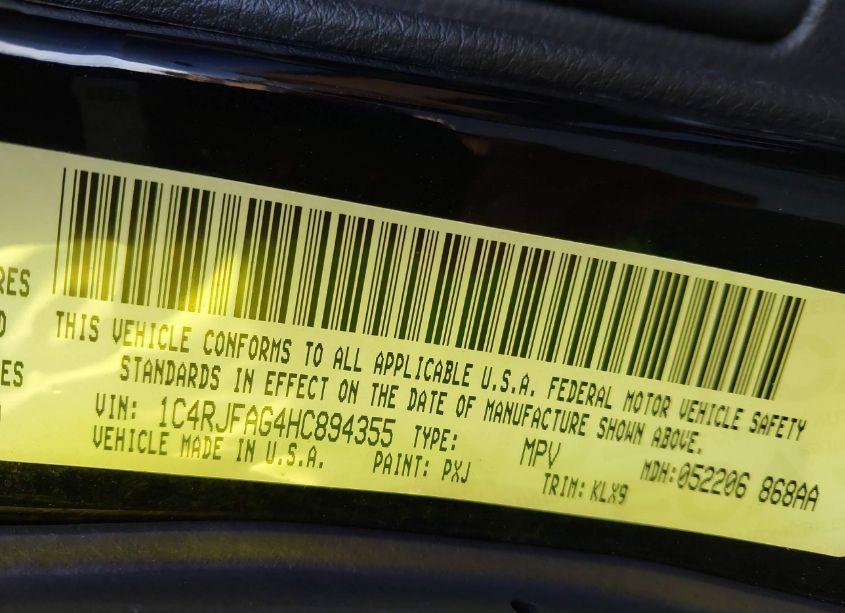 Photo 9 of 2017 Jeep Grand CHEROKEE ALTITUDE 4X4 (VIN 1C4RJFAG4HC894355)