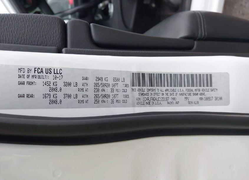 Photo 9 of 2018 Jeep Grand CHEROKEE ALTITUDE 4X4 (VIN 1C4RJFAG4JC123187)