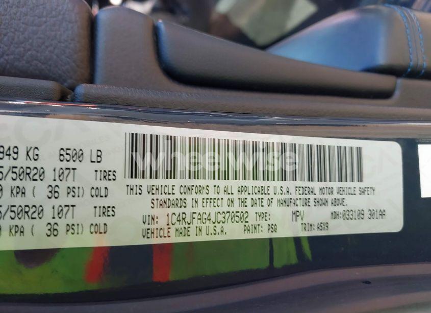 Photo 9 of 2018 Jeep Grand CHEROKEE UPLAND 4X4 (VIN 1C4RJFAG4JC370502)