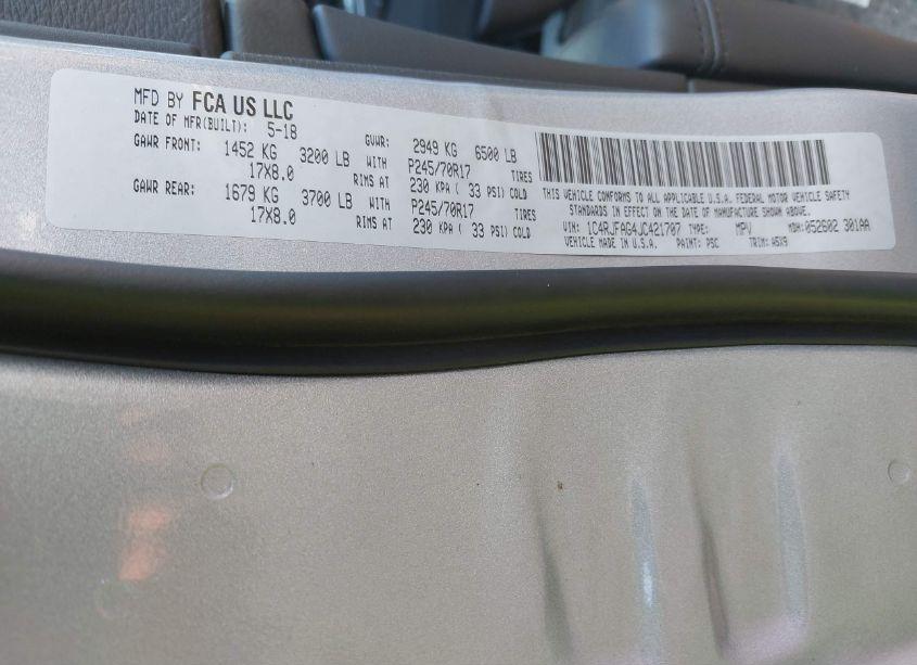 Photo 9 of 2018 Jeep Grand CHEROKEE LAREDO E 4X4 (VIN 1C4RJFAG4JC421707)