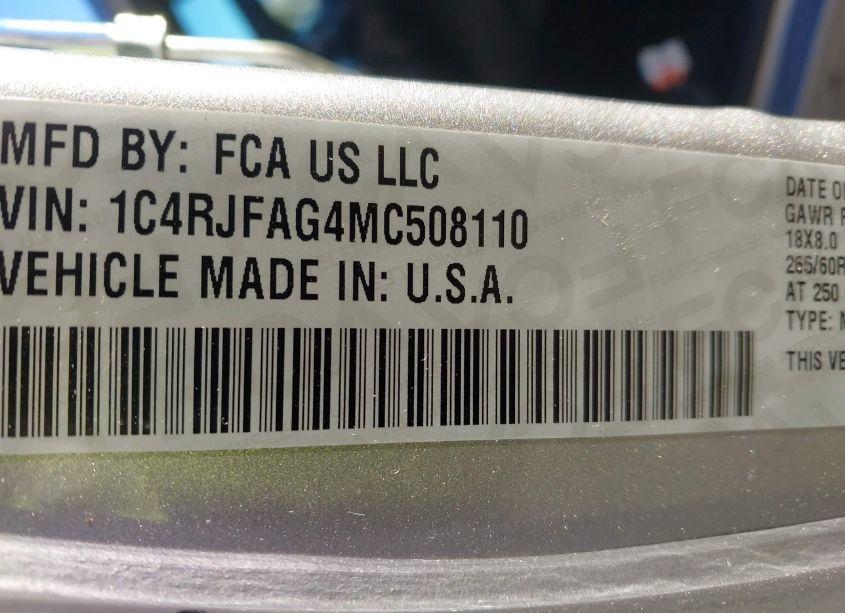 Photo 9 of 2021 Jeep Grand CHEROKEE LAREDO E 4X4 (VIN 1C4RJFAG4MC508110)