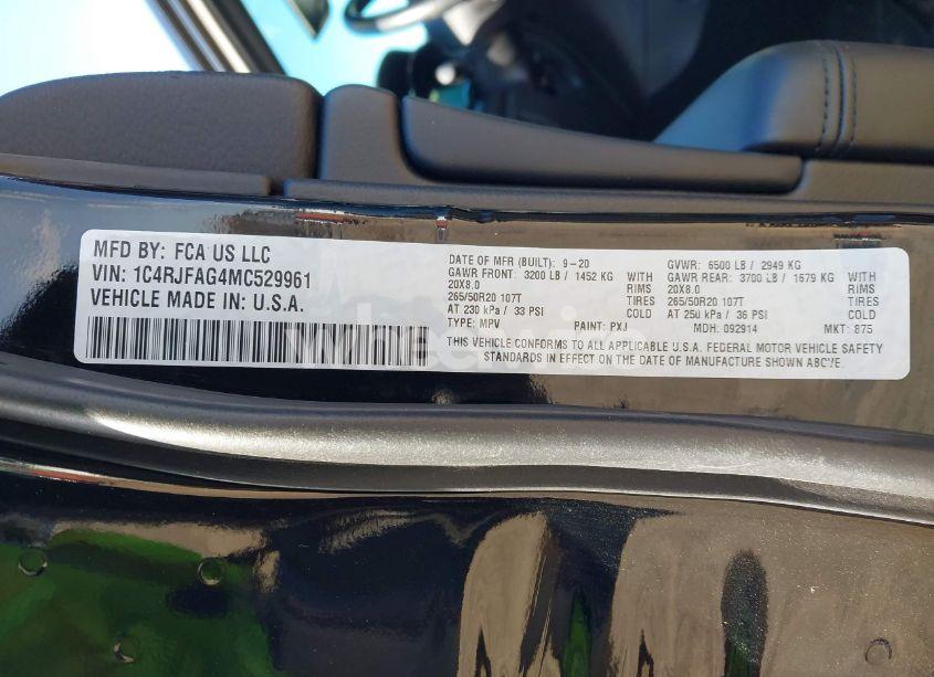 Photo 9 of 2021 Jeep Grand CHEROKEE LAREDO X 4X4 (VIN 1C4RJFAG4MC529961)