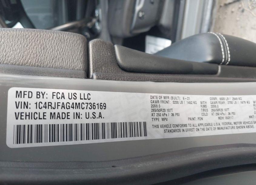 Photo 9 of 2021 Jeep Grand CHEROKEE FREEDOM 4X4 (VIN 1C4RJFAG4MC736169)