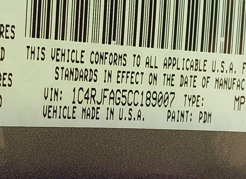 Photo 9 of 2012 Jeep Grand CHEROKEE LAREDO (VIN 1C4RJFAG5CC189007)