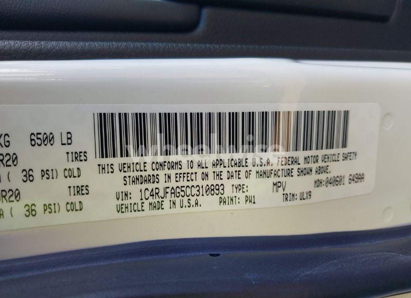 Photo 9 of 2012 Jeep Grand CHEROKEE LAREDO (VIN 1C4RJFAG5CC310893)