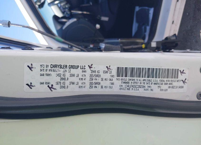 Photo 9 of 2012 Jeep Grand CHEROKEE LAREDO (VIN 1C4RJFAG5CC352304)