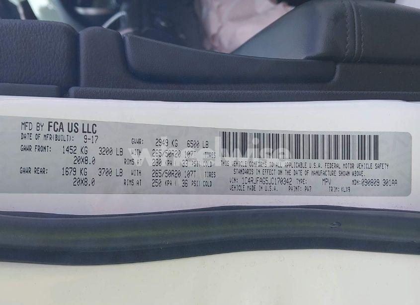 Photo 9 of 2018 Jeep Grand CHEROKEE ALTITUDE 4X4 (VIN 1C4RJFAG5JC170342)